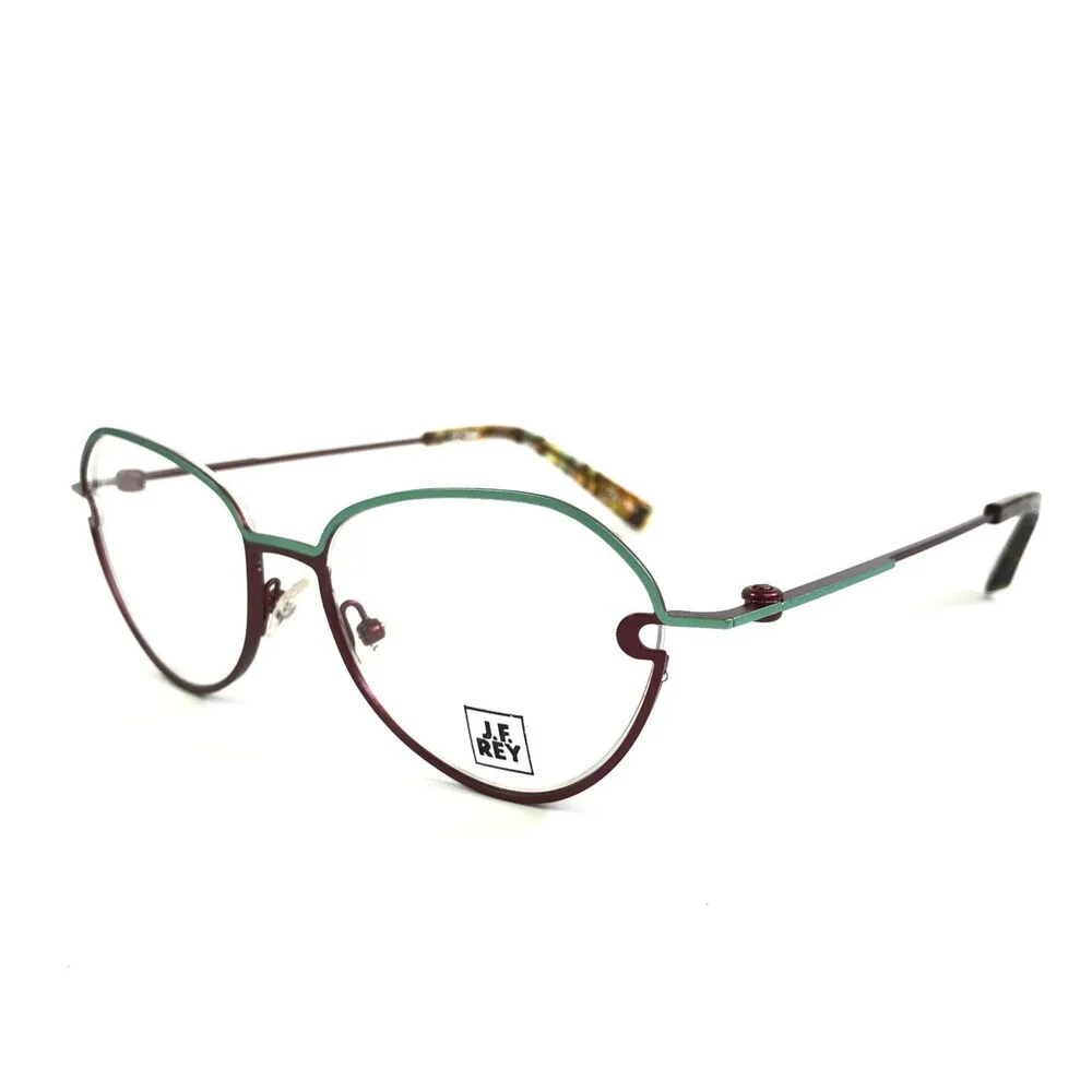 J.F. Rey Eyeglasses Frames JF2969 4075 Jade Wine Green Purple Cat Eye 51-17-143